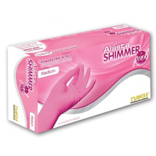 Alasta Shimmer Pink Nitrile Exam Gloves (Case of 10 boxes)