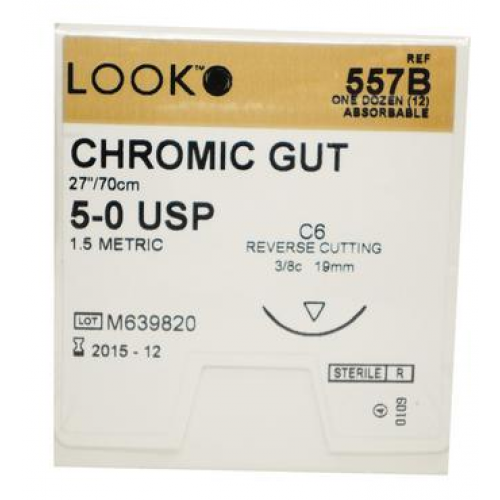 Suture Chromic Gut C-6 5/0 27" 12/Bx