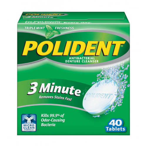 Polident 3-Minute Antibacterial Cleanser 40/Tablets x 12/Boxes
