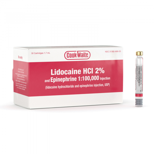 Cook-Waite Lidocaine HCL 2% 1:100M 50/Bx