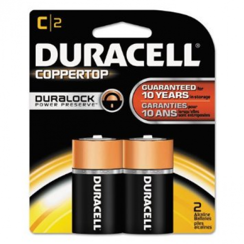 Duracell Coppertop w/Duralock Power Preserve Size C 2/Pk