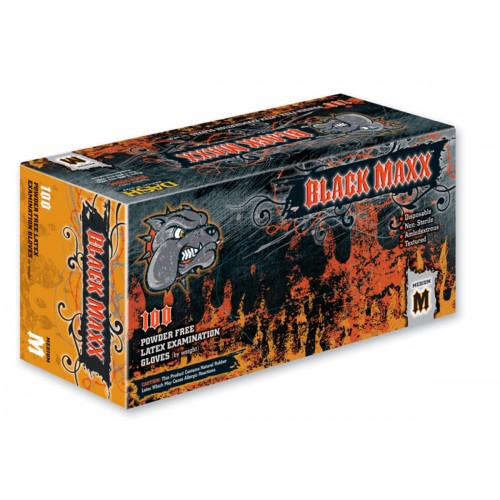 Black Maxx Latex Exam Gloves (Case of 10 boxes)