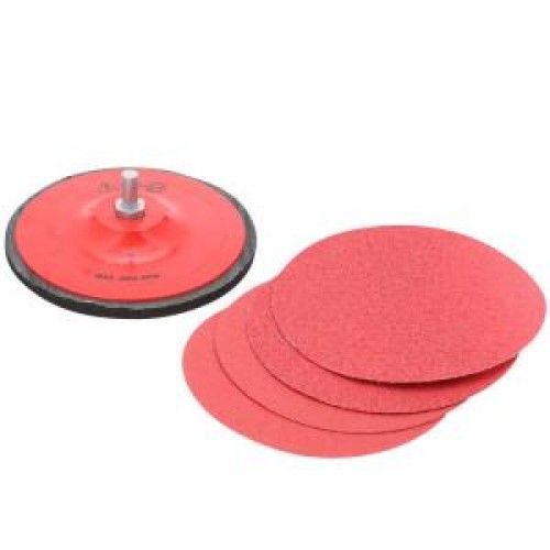 Adhesive Backed Sandpaper Discs - 10" Set, Includes 1 Mounting Wheel & 4 Sandpaper Discs