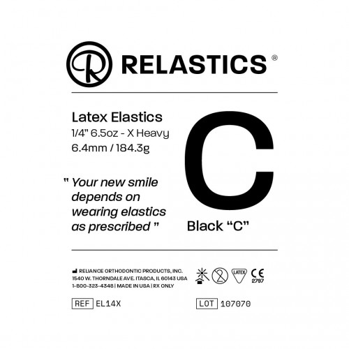 Patient Elastics Latex - Relastics Black X-Heavy 6.5oz (50 bags of 100 pcs)