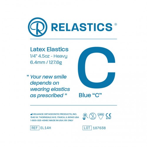 Patient Elastics Latex - Relastics Blue Heavy 4.5oz (50 bags of 100 pcs)