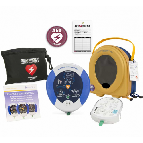 HeartSine Samaritan® PAD 450P (Semi-Automatic, CPR Feedback), 1 Adult Pad-Pak, 1 Standard Carry Case, User Manual, CPR Prep Kit, Inspection Tag and Decal