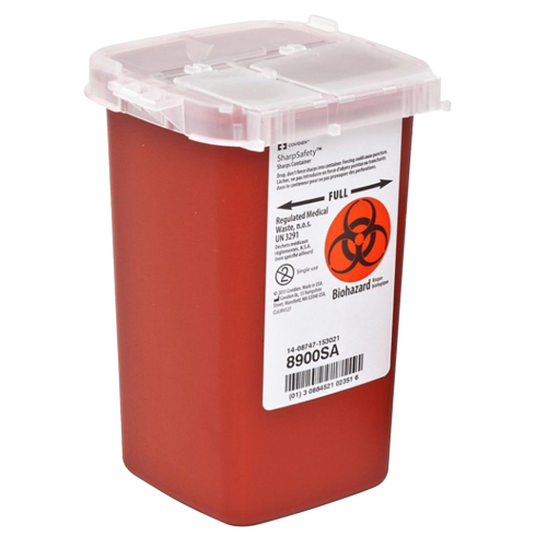 Phlebotomy Sharps Container, 1 Qt, Red, 1/Pk, 8900SA