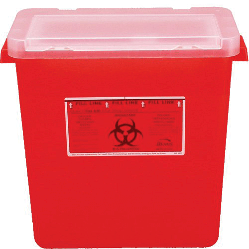 Monoject Sharps Container, with Hinged Rotor Lid, 8 Gal, Large, Red, 1/Pk, 8980