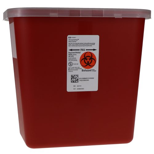 Multi-Purpose Sharps Container, with Rotor Opening Lid, 2 Gal, Red, 1/Pk, 8970