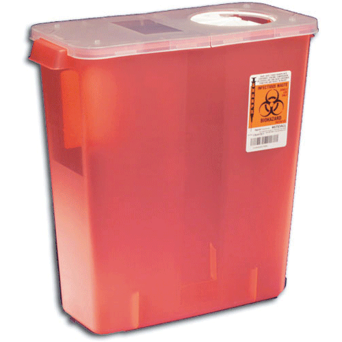 SharpStar Sharps Containers, with Hinged Rotor Lids, 3 Gal, Transparent Red, 1/Pk, 8527R