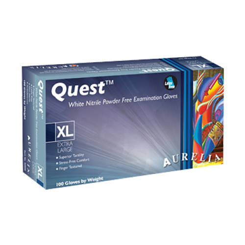 Aurelia® Quest ™White Nitrile Powder Free Examination Gloves - 100pcs/box