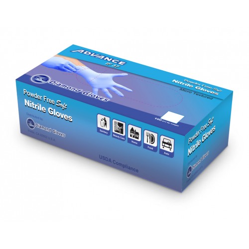 Advance Diamond Blue Nitrile Gloves - 100pcs/box